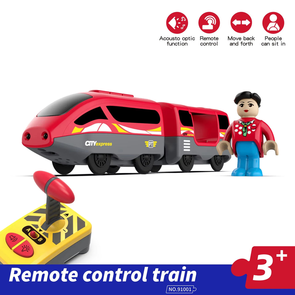 Kids RC Electric Train Set Locomotive Magnetic Train Diecast Slot Toy Fit for Wooden Train Railway Track Toys for Children Gifts
