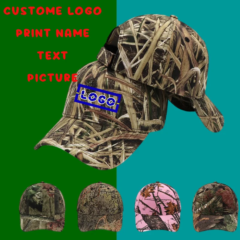 Custom Print Embroidery Outdoor Jungle Fishing Baseball Hat Cap Man Camouflage Hunting Hats Cotton Casquette Trucker Dad Caps