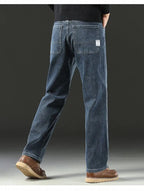 Spring and Autumn Men's Baggy Jeans Casual Straight Stretch Versatile Wide-leg Business Denim Pants Comfortable Loose Trousers