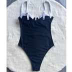 Push Up One Piece Swimsuit For Women Sexy Patchwork Monokini Swimwear 2024 Bathing Suit Beachwear Backless Swimming Suit Bathers