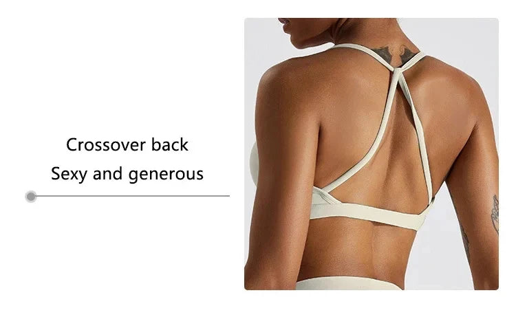 Hearuisavy Summer Scrunch Sports Bra Gym Top Women Running Back Cross Top Sportswear Yoga Underwear Fitness Workout Yoga Clothes