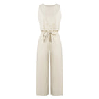 Women's Beige 2-Piece Set Sleeveless Crop Top And Wide Leg Pants Spring Summer Casual Commuting Vacation Outfit