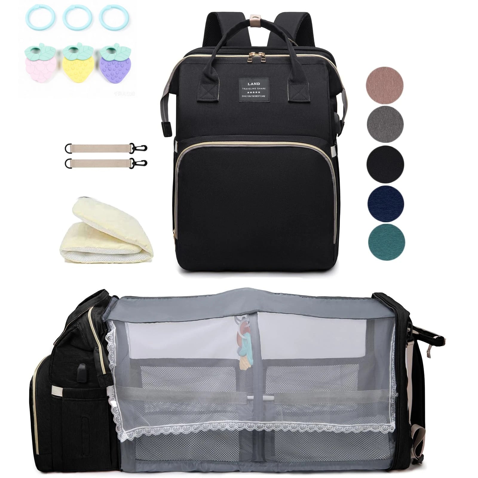 Mommy Bag Lightweight Portable Folding Crib Bed Large-capacity Travel Maternity Bags Baby Backpack Female Mommy Outting Bag