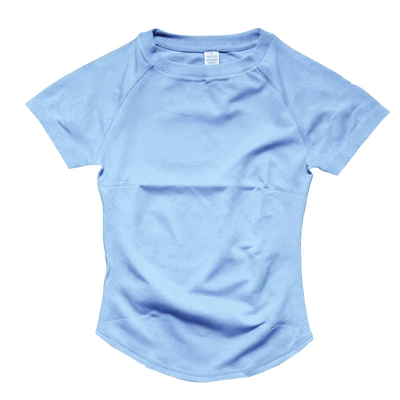 Short Sleeve Gym Top Women Clothes Yoga Top Seamless Sports Shirt Light Weight Fitness Workout Tee Sports Tops Active Wear Femme