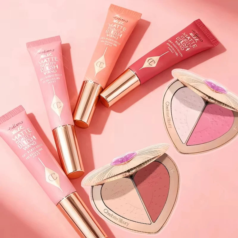 Charlotte Tilbury Lip Gloss Two Color Heart Shape Powder Blusher Highlight Spotlight Brightening Seamless Cosplay Makeup Gifts