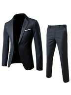 Men's Burgundy 2-Piece Suit Set (Blazer + Trousers Only, No Vest Included),Slim Fit Formal Business Wedding Party Jacket & Pants