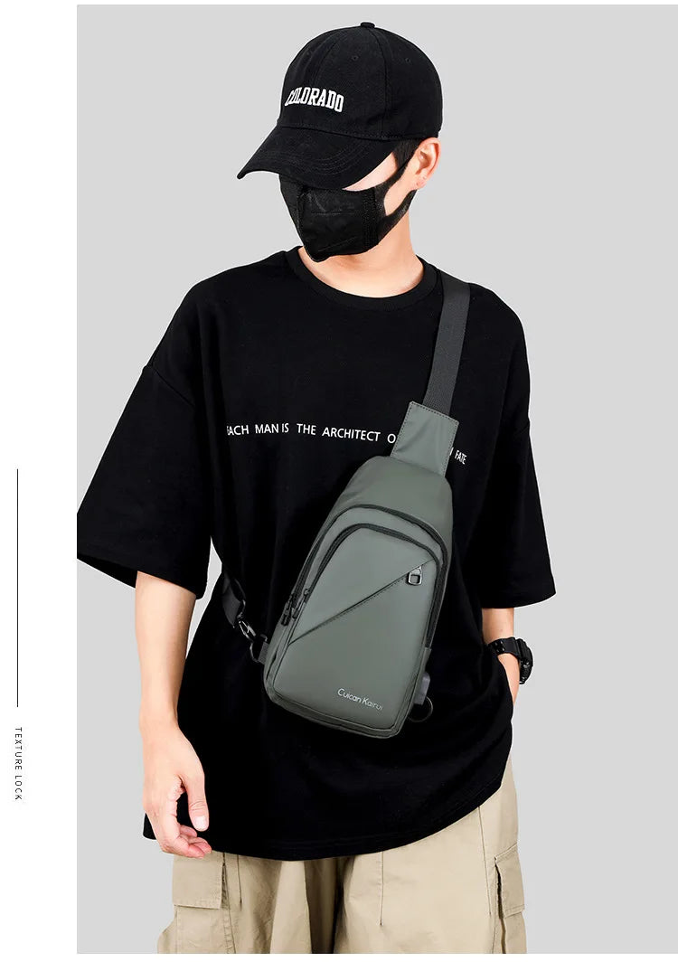 Men's Fashionable Casual Chest Bag Outdoor Cycling Waterproof Durable Sports Backpack Trendy Versatile Portable Crossbody Bag
