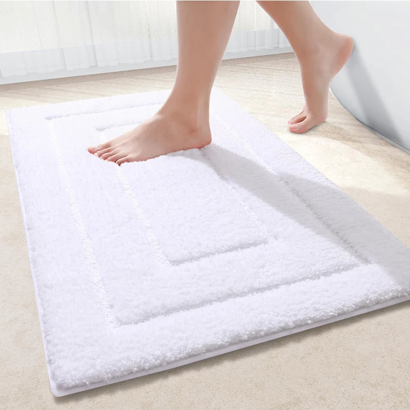 Homaxy Double Frame Velveteen Bathroom Mat Floor Mat Indoor Non Slip Door Mat Dirt Trap Absorbs Water Comfortable Bathroom Mat