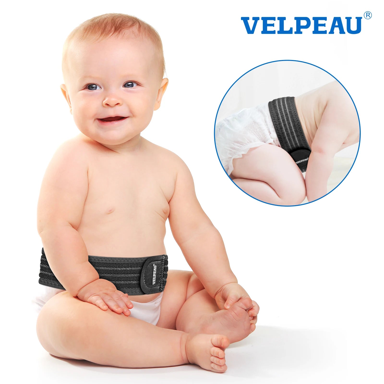 VELPEAU Baby Belly Hernia Belt with 3 Compression Pads, Umbilical Hernia Band Belly Button Abdominal Binder for Infant Newborn Main image