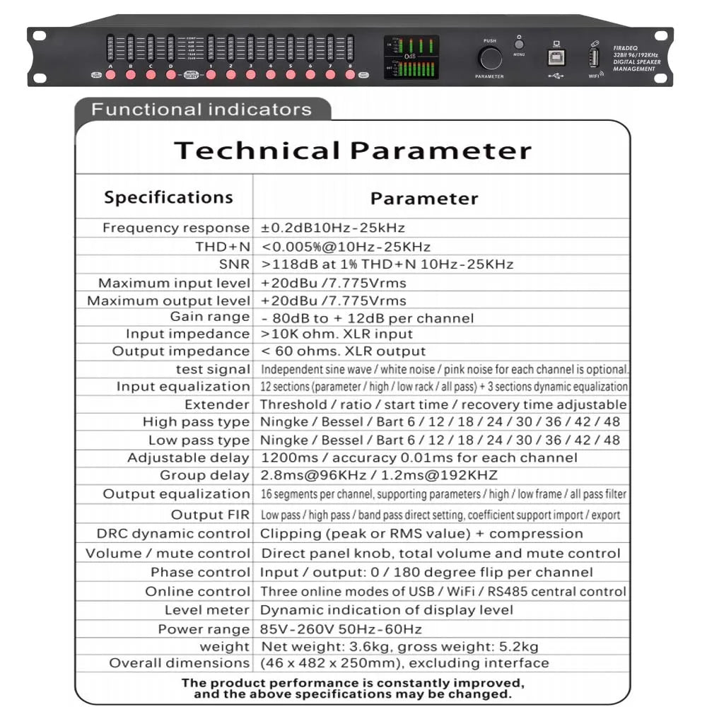 DP48X Professional Digital Audio Processor 4Input 8Output  Drive Rack Procesador With RIR DEQ 192KHZ Speaker Management System