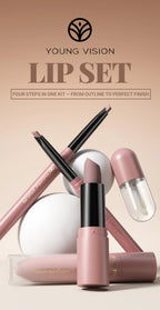 4pcs/Set Long Lasting Waterproof Lip Makeup Kit - Soft Smooth Creamy Lipliner Lipstick & lip gloss lip oil Set