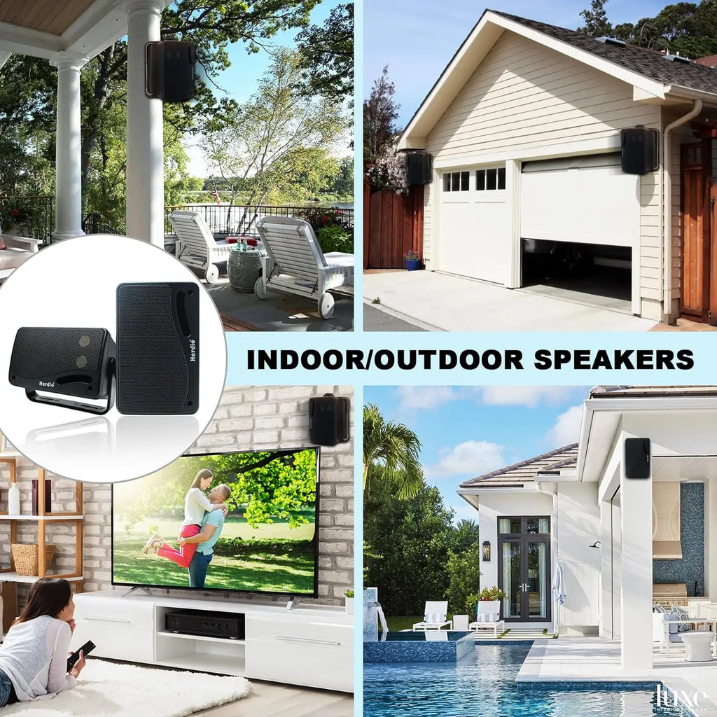 Herdio 3.5'' 2PCS Passive Outdoor Speakers Wired Waterproof 200W 3 Way Premium Mountable Wall Mount Speakers With Superior Sound
