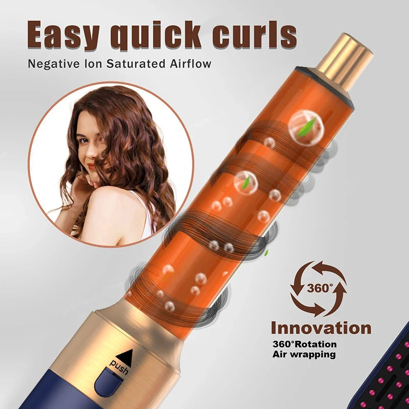 5 In 1 Hair Dryer And Hot Air Comb Brush With Curling Iron Hair Straightener For Fast Drying Curling Straightening And Styling
