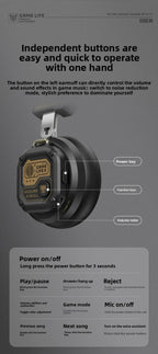 Onikuma Bluetooth Headphones Over Ear Hifi Stereo Music Headset Professional True Sports with Earphones TF/AUX Music Player