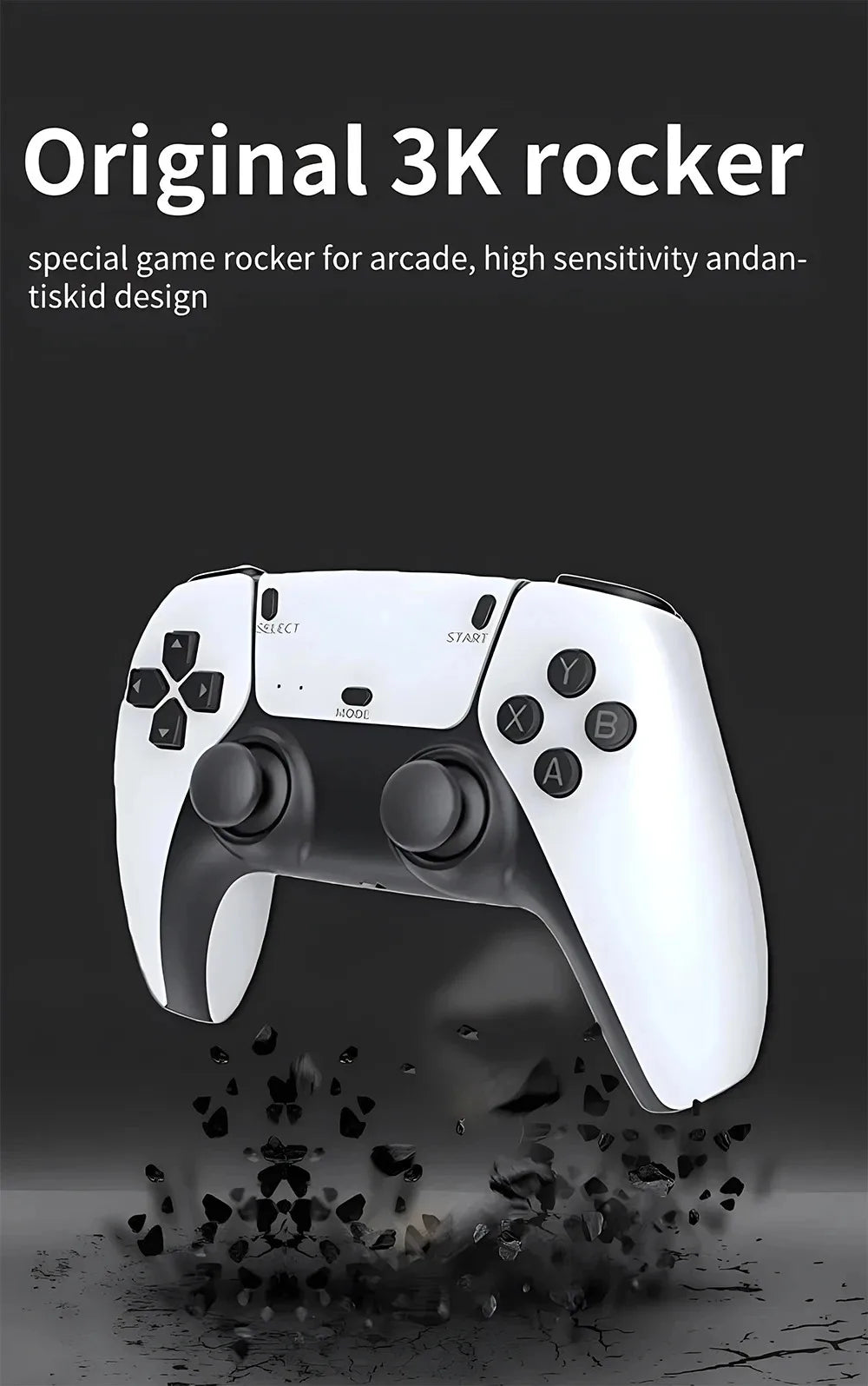 4K HD 64G Video Game Console: M15 Game Stick with 40000+ Classic Arcade Games, Dual Wireless Gamepads Two-Player TV System