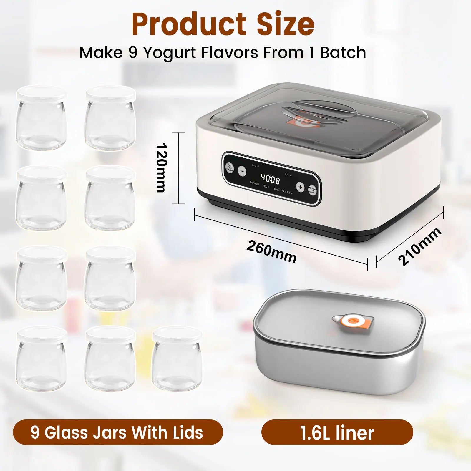 Eco-friendly Probiotic Yogurt Maker with Timer Intelligent Constant Temperature Fermentation Machine For yogurt,natto, rice-wine