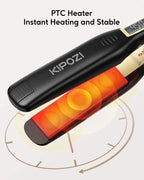 KIPOZI Professional Titanium Flat Iron Hair Straightener with Digital LCD Display Dual Voltage Instant Heating Curling Iron