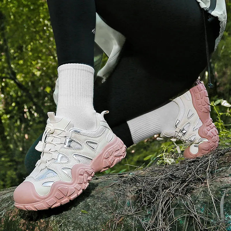 Spring Summer Fashion Pink Women's Hiking Sneakers Comfortable Non-slip Trekking Shoes Trainers Man Outdoor Sports Sneakers Men