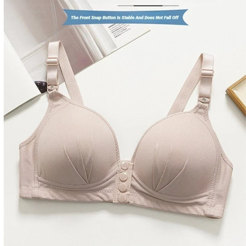 Wire Free Front Buckle Bra Thin Cup Breathable Push Up Side Support Vest Style Adjustable Comfort Underwear For Women