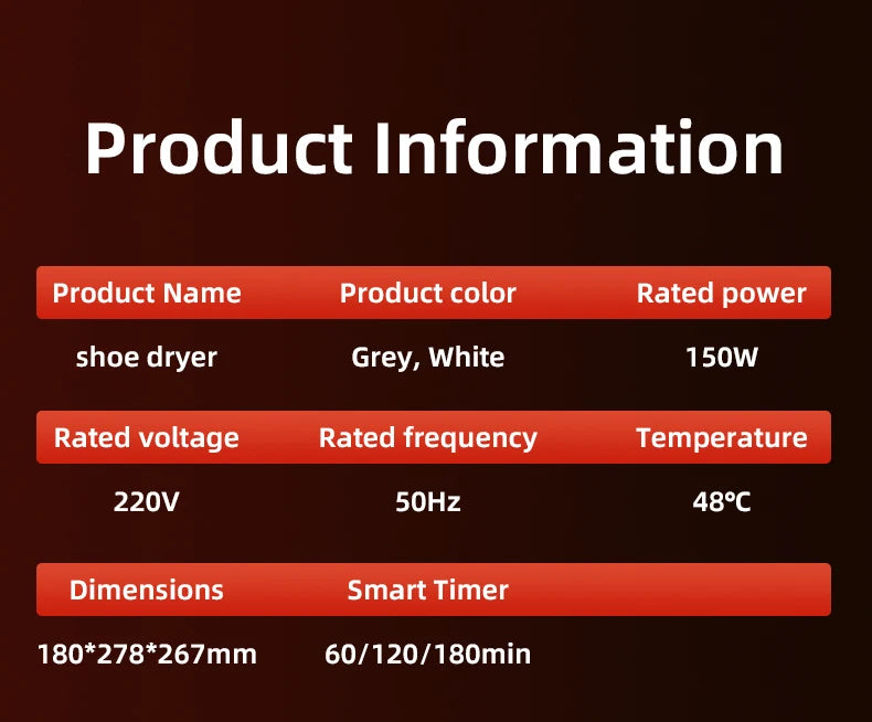 New 150W High Power Foldable Electric Shoe Dryer with Intelligent Timer Fast Drying Socks Glove Boot Heater Household Shoe Dryer
