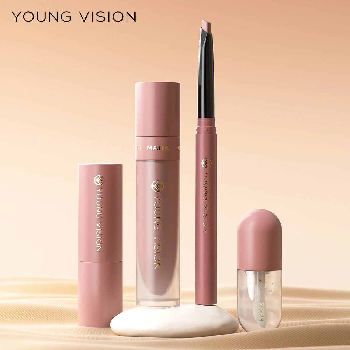 4pcs/Set Long Lasting Waterproof Lip Makeup Kit - Soft Smooth Creamy Lipliner Lipstick & lip gloss lip oil Set