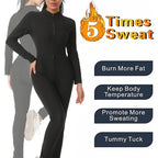 MrifDila Sauna Suit Jumpsuit Full Zip Up Sweatsuit Hot Sweating Jumpsuit Long Sleeve Romper Bottom Pants Sweating Bodysuit Shape