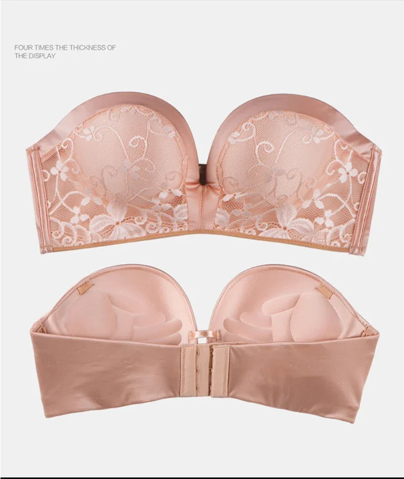 2024 New Sexy Lingerie Set for Women Strapless Push Up Bra Seamless Invisible Underwear Backless Wedding Dress LaceNo Show Panti