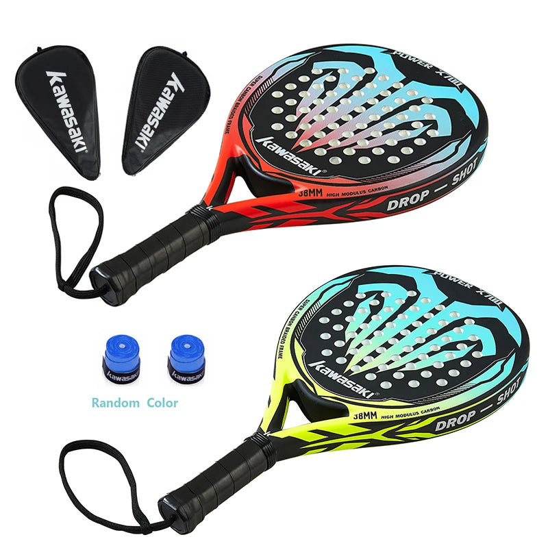 Kawasaki Padel Tennis Carbon Fiber Soft EVA Face Tennis Paddle Racquet Racket with Padle Bag Cover Power Beach Tennis Paddle