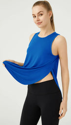 WANAYOU Sleeveless Women Yoga Shirts Quick Drying Sports Tank Tops Workout Running Vest Breathable Round Neck Gym Shirts