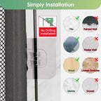 150×78cm Retractable Pet Gate Extendable Mesh Safety Barrier for Dogs Cats No Drill Installation Child Proof Gate Stairs Door