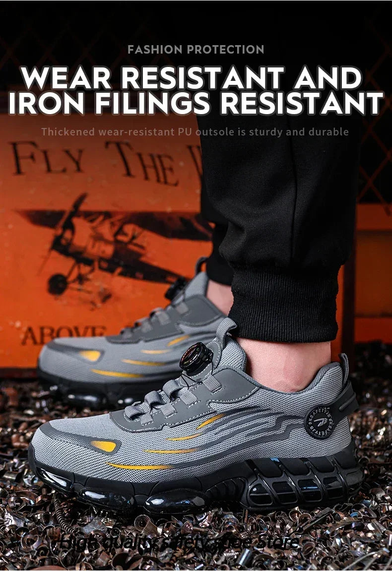 Men's Safety Shoes Protection And Elastic Safety Boots Fashionable Casual Shoes Breathable Odor Protection Men's Work Shoes