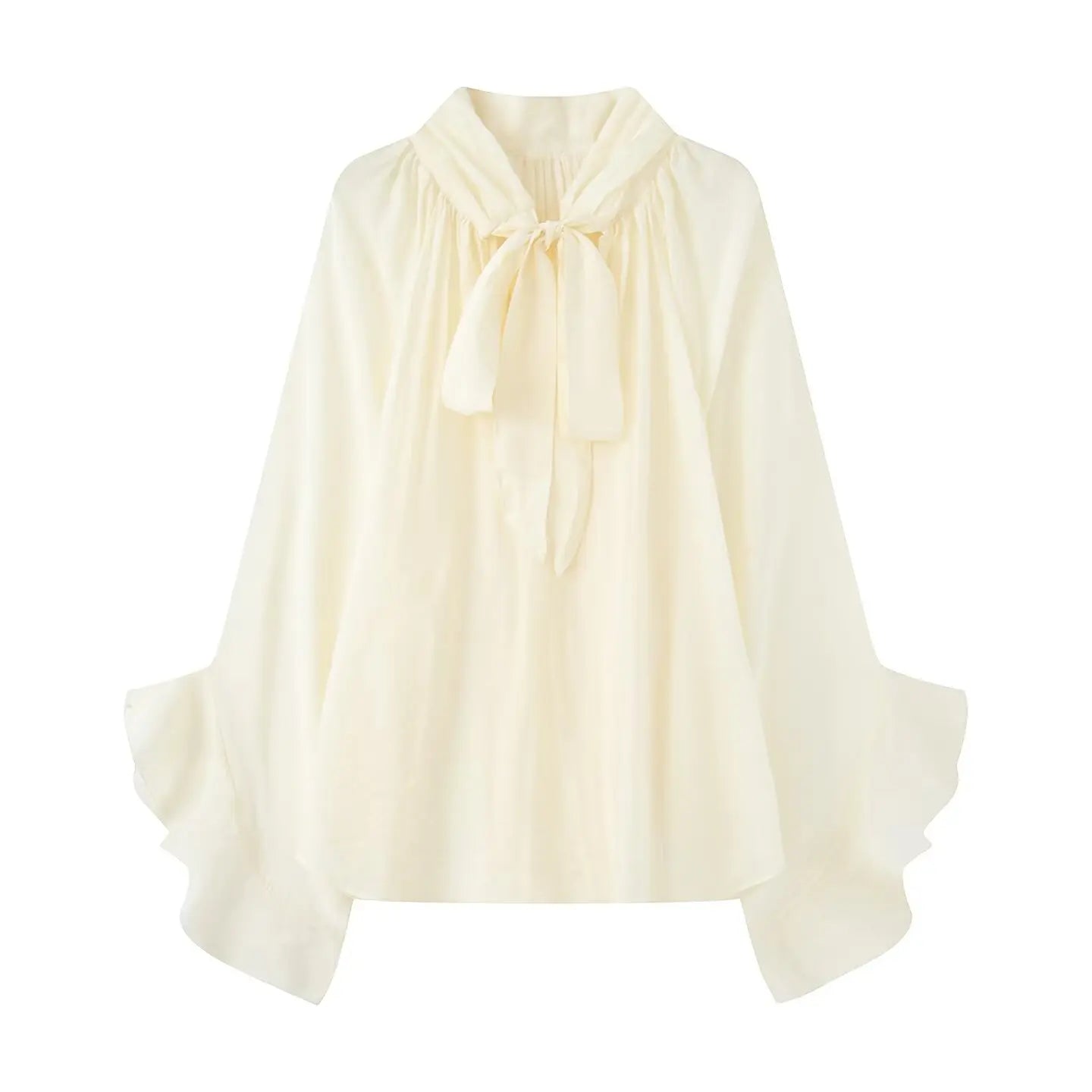 NLZGMSJ Bow DecorationLoose Long Sleeved Blouses For Women New Fashion Ruffle Edge Shirts and Blouses Woman Top