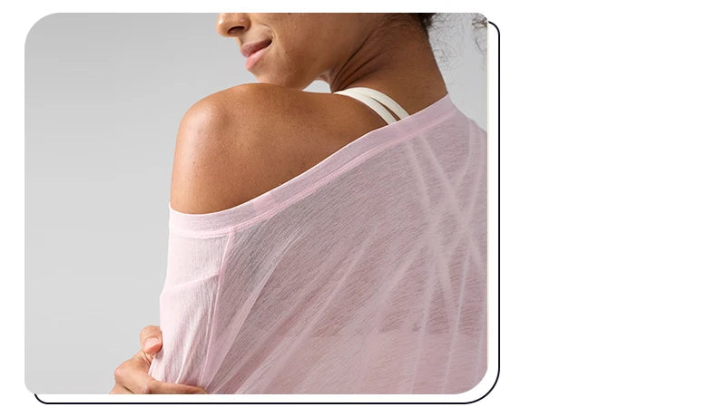 Fashion Women's Breathable Loose Quick Drying Long Sleeve Yoga Shirts Slimming Side Slits Leisure Running Fitness Cycling Tops