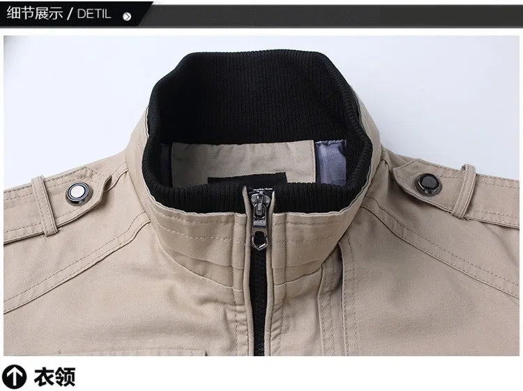 2023 new Pilot Bomber Jacket Coats Mens Cotton Cargo Jackets With Zipper Pockets Retro Casual Work Jacket Male Clothing Outwear