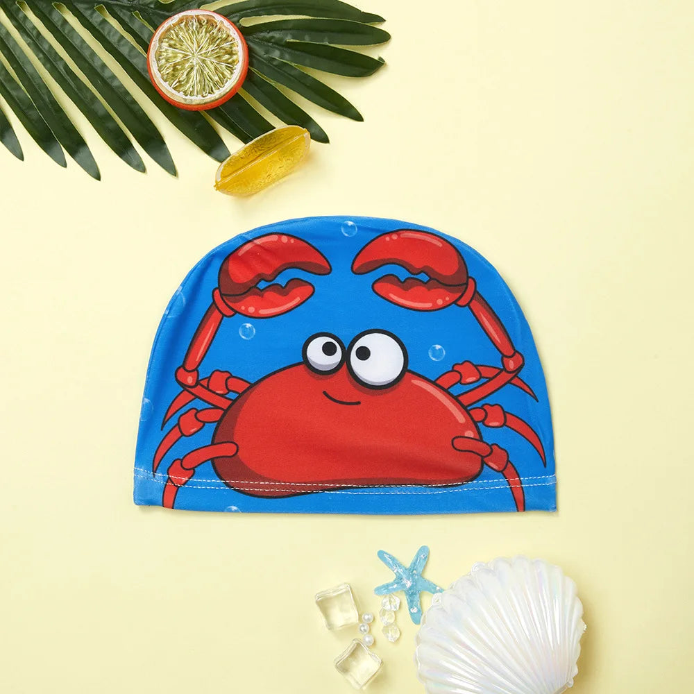 Kids Swim Cap Cartoon Pattern High Elastic Ear Protection Breathable for Pool Swimming Boys Girls Comfort Fit