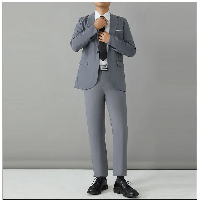 S-8XL Suit Men's Fashion Casual Outdoor (Blazer+ Pants) Gentleman Business Wedding Slim-fit Formal British Style Wedding Suit