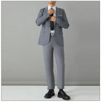 S-8XL Suit Men's Fashion Casual Outdoor (Blazer+ Pants) Gentleman Business Wedding Slim-fit Formal British Style Wedding Suit