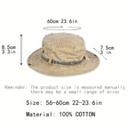 1pc Sun Hat Boonie Hat Washed Bucket Hat Packable Outdoor Fishing Hunting Hat Strap Adjustable Chin Strap for Men and Women