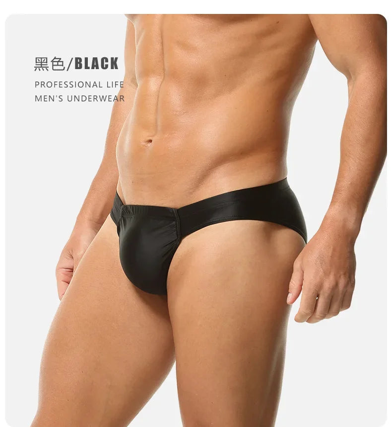2026 fashion solid color men's three-dimensional triangle breathable sports low waist high elastic tight body