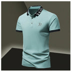 Summer men's POLO shirt fashionable ice silk quick drying short sleeved T-shirt solid color loose fitting business collar top