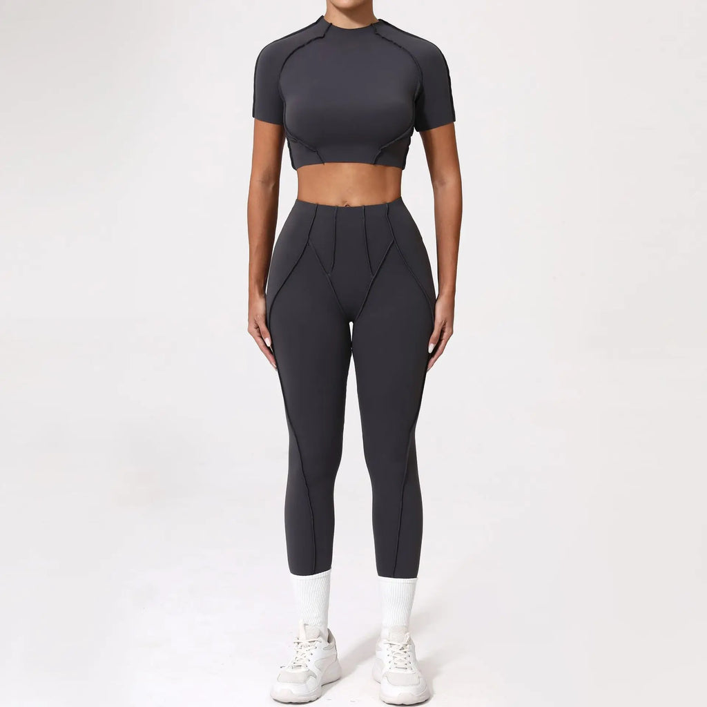 Seamless Yoga Sets Sports Fitness High Waist Hip-lifting Shapeing Trousers Backless Bra Suit Workout Gym Leggings Sets for Women