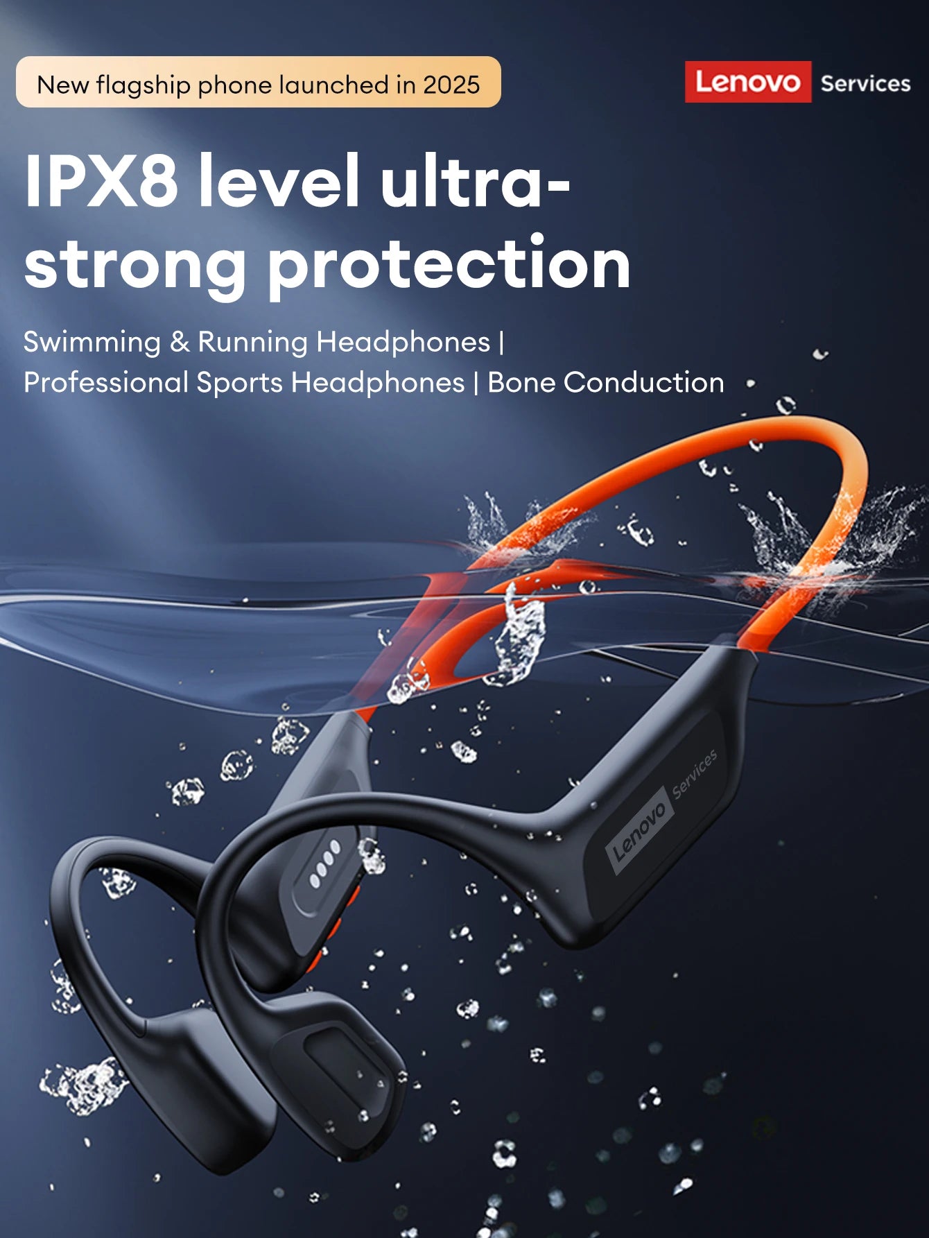 Lenovo S106 True Bone Conduction Headset Bluetooth 6.0 IPX8 Waterproof Headphones 32GB MP3 HIFI Earphones With MIC For Swimming