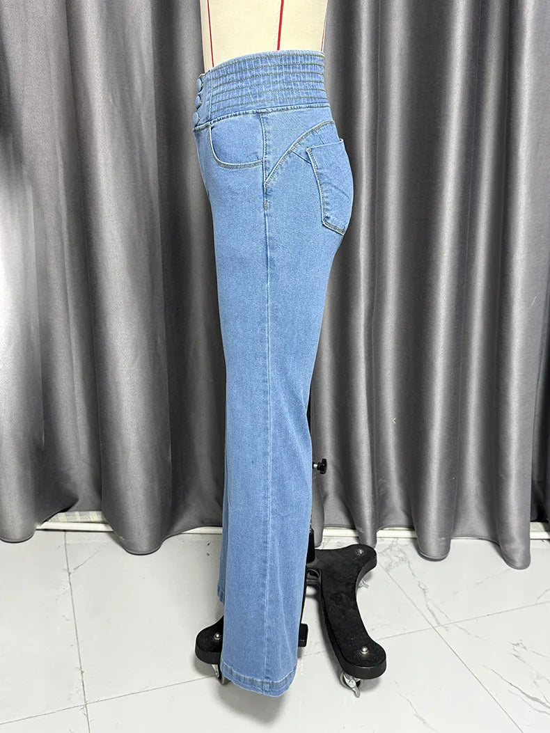 Elastic Waist Sexy Bodycon Denim Jeans Women Streetwear High Waist Elastic Slim Fit Slightly Hip Lift Fashion Jeans Trousers
