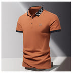 Summer men's POLO shirt fashionable ice silk quick drying short sleeved T-shirt solid color loose fitting business collar top