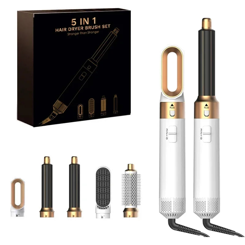 5 In 1 Hair Dryer And Hot Air Comb Brush With Curling Iron Hair Straightener For Fast Drying Curling Straightening And Styling