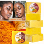 AILKE Natural Turmeric Bath Soap for Face, Body, Hands, Lightening, Cleaning, Even Skin Tone, Anti Dark Spots and Acne, 200g