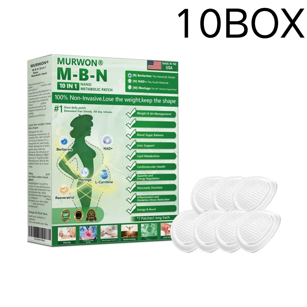 10 In 1 Nano Metabolic Patch Weight Fat Management Blood Sugar Balance Liver Support Lipid Metabolism Cardiovascular Health