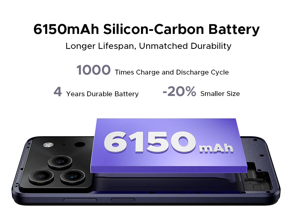Global Version DOOGEE Note56 Plus Android 16 Smartphone 48GB+256GB 6150mAh Large Battery 6.56'' 90Hz Display 50MP Camera NFC