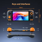 K56 Android 14 portable gaming console with 5.5-inch touchscreen and over 50 retro video game emulators for DC/MAME/SS