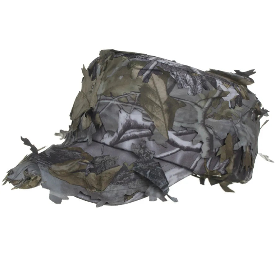 Men's Camouflage Boonie Hats 3D Leaves Camo Tactical Cap Ghillie Caps Hunter Sniper Hats Fishing Sunshade Hunting Accessories